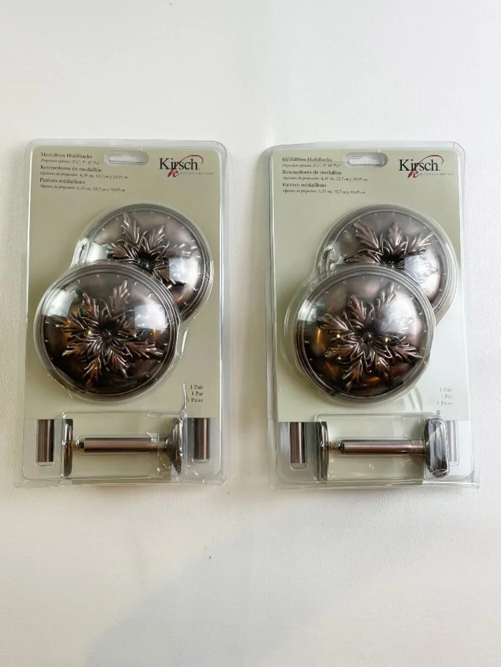 Kirsch Medallion Holdbacks Brushed Copper 2 Pairs K34